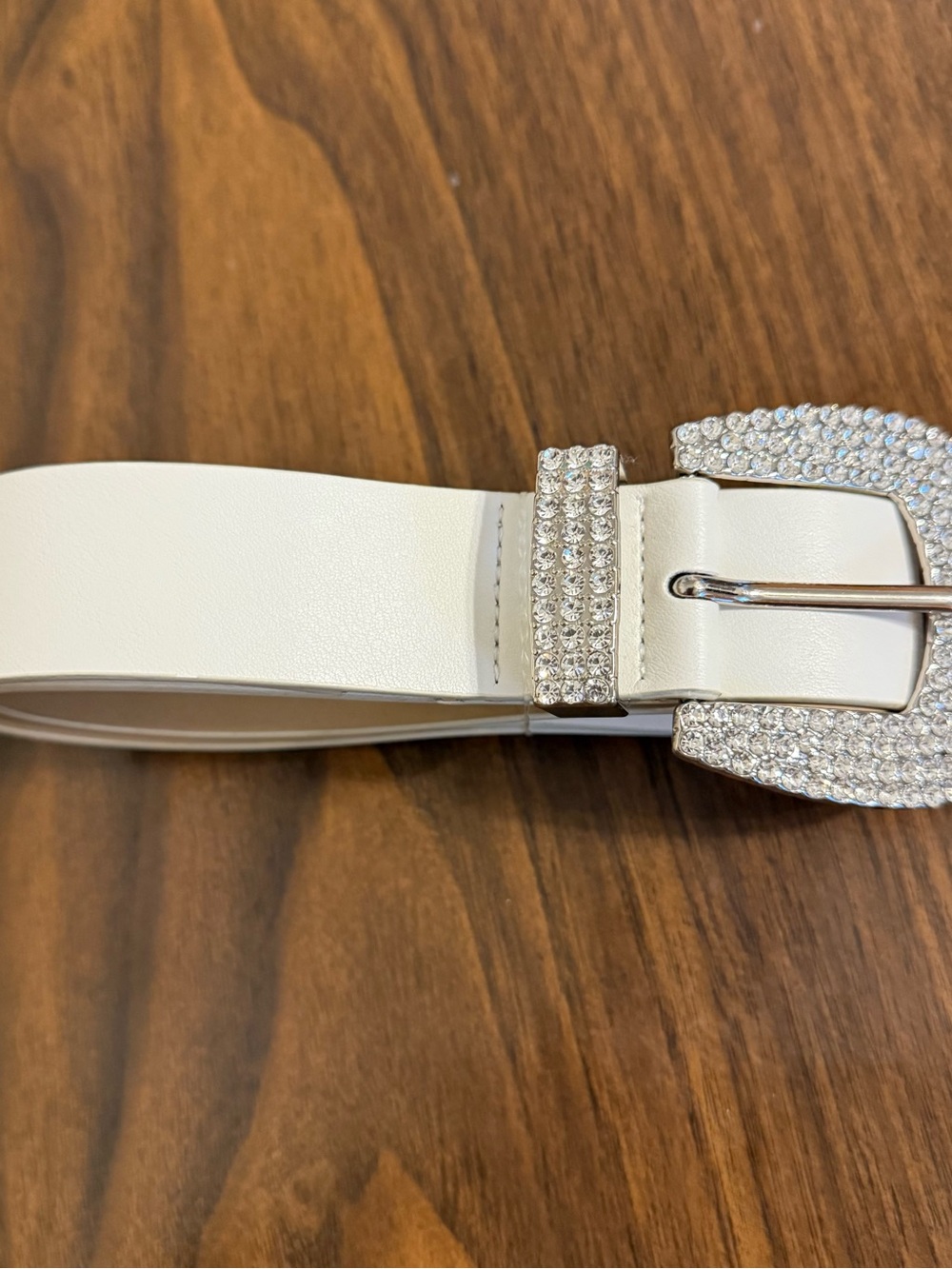 Target White Women's Belt with Rhinestone Buckle